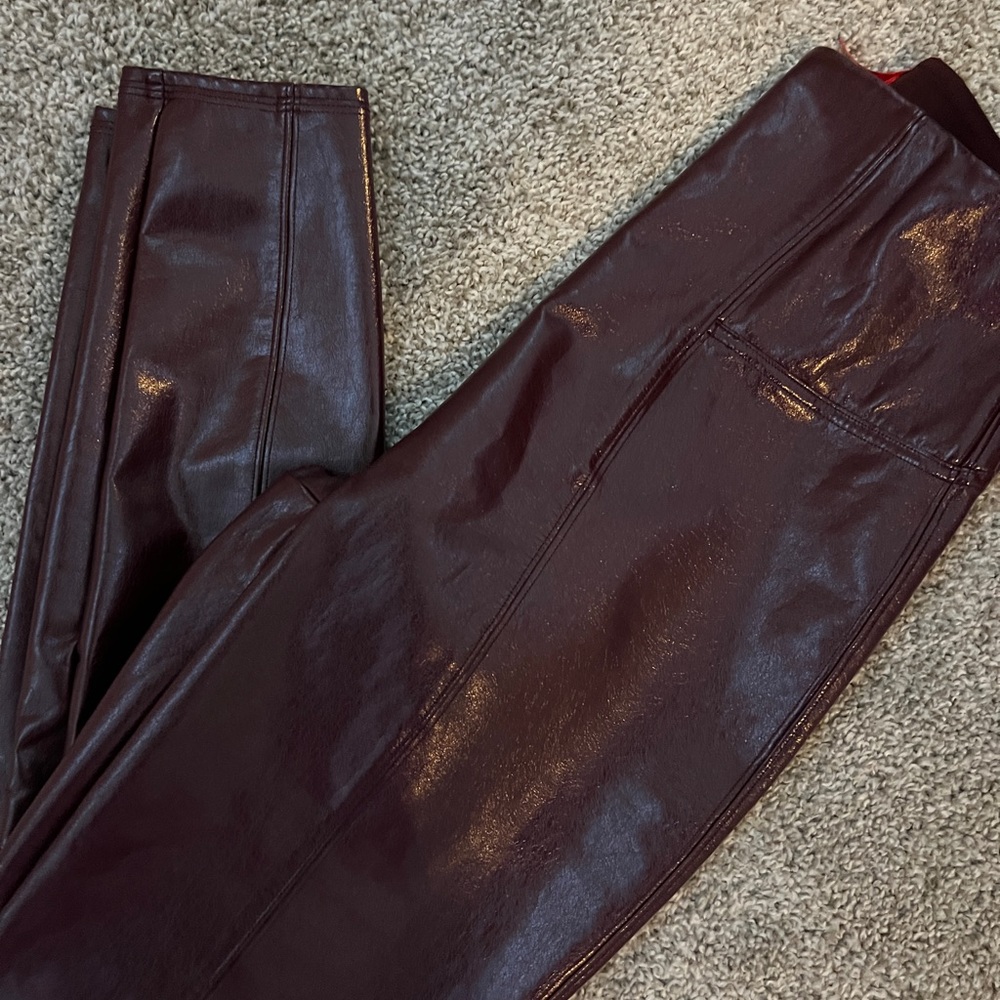 Spanx Leggings - Oxblood Faux Leather